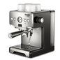 Italian semi-automatic coffee machine by BACKUPMYFILESNOW.COM® with stainless steel finish and brewing controls.