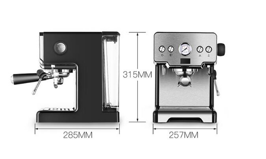 Italian semi-automatic coffee machine by BACKUPMYFILESNOW.COM® with stainless steel finish and multiple brewing options.