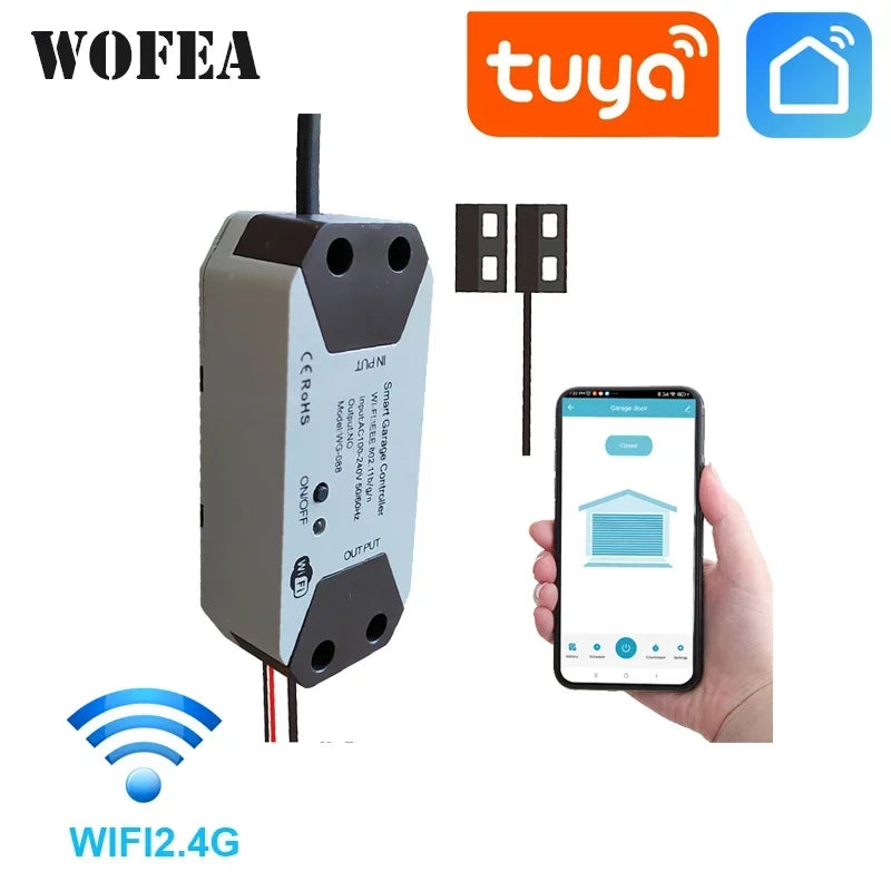 Smart Garage Door Opener Remote Control by BackupMyFilesNow.com with Tuysmart Smartlife app for mobile phone control and smart home integration.