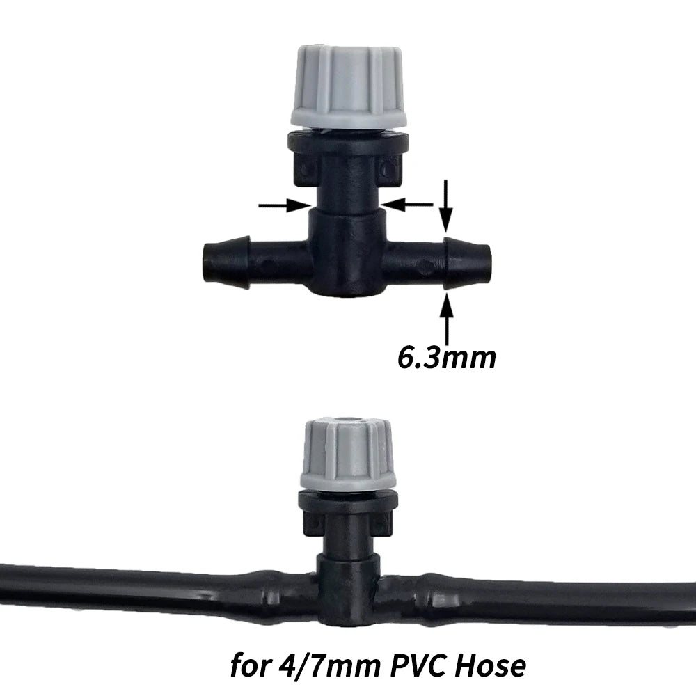 OAISI 20pcs plastic garden watering irrigation sprinkler heads with nozzles and tee joints for misting and watering plants.