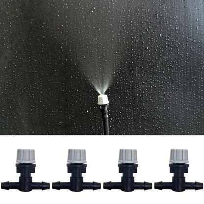 OAISI 20-pack plastic garden watering sprinkler heads with nozzles and tee joints for irrigation and misting watering systems.