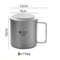 Pure titanium double-layer insulated coffee mug with lid, outdoor water cup, ideal for hot or cold drinks, leak-proof design.