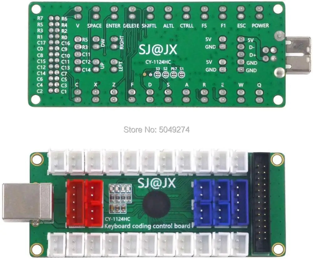 Arcade button controller with cable, USB keyboard encoder, and expansion board for PC arcade games, by BackupMyFilesNow.com.