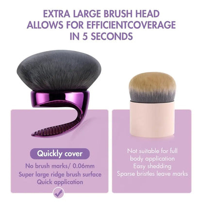 Beauty Blend & Blur Body Kabuki Brush with vegan bristles, used for self-tanner and foundation application, professional blending tool.