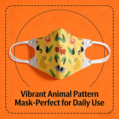 Child-sized KN95 face masks in cartoon designs, FPP2 protective masks for kids ages 3-12, with 3-layer filtration and CE certification.