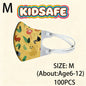 Set of 50-100 children's KN95 face masks with cartoon designs, 3-layer FFP2 protection for boys and girls aged 3-12.