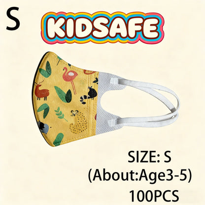 Children's KN95 face masks by BackupMyFilesNow.com, 50-100 pack, cartoon design, protective 3-layer FFP2 masks for boys and girls.