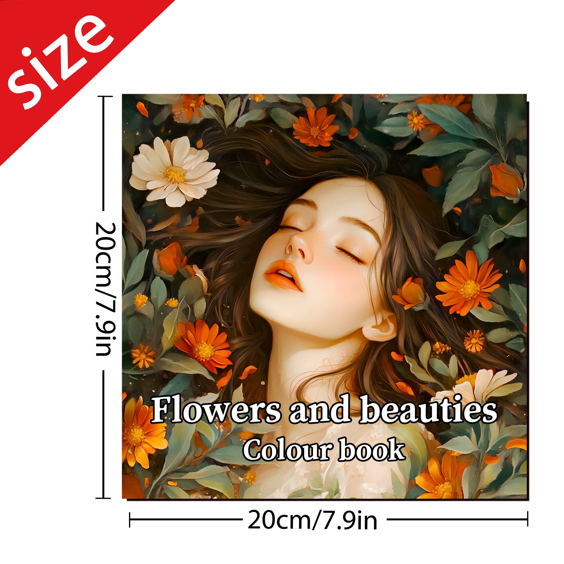 Adult picture book featuring beautiful women in bloom with detailed portraits for makeup practice and coloring pencil techniques.