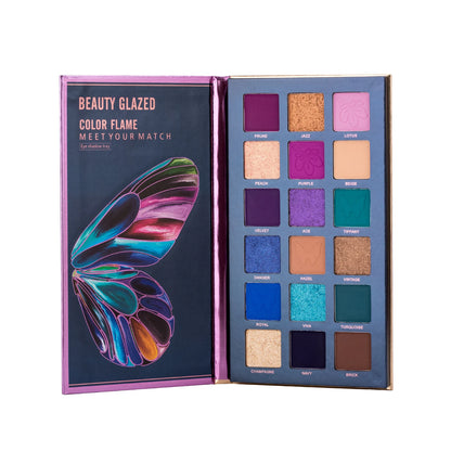 Beauty Glazed Butterfly eyeshadow palette with 18 highly pigmented matte and shimmer shades for versatile eye makeup looks.