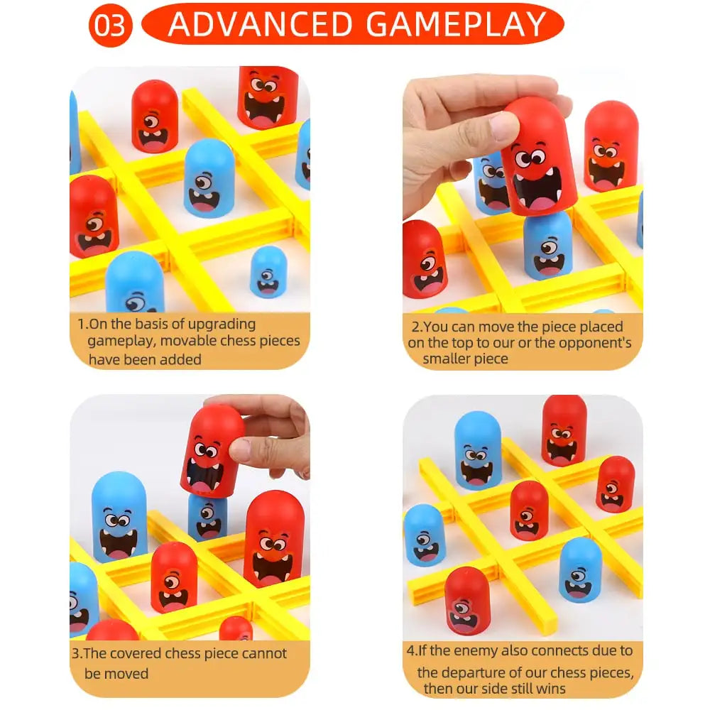 Funny Tic Tac Toe and chess tabletop game set, interactive multiplayer party toys for kids and adults, branded BackupMyFilesNow.com.