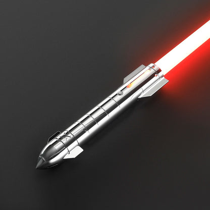 DAMIENSABER professional LED combat lightsaber with smooth swing motion, RGB light-up blade, sound activation, and sleek black handle.