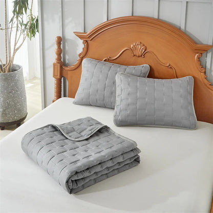 Gray quilt bedding set with pillowcases, lightweight soft bedspread, quilted blanket, king size, all-season comforter from BACKUPMYFILESNOW.COM