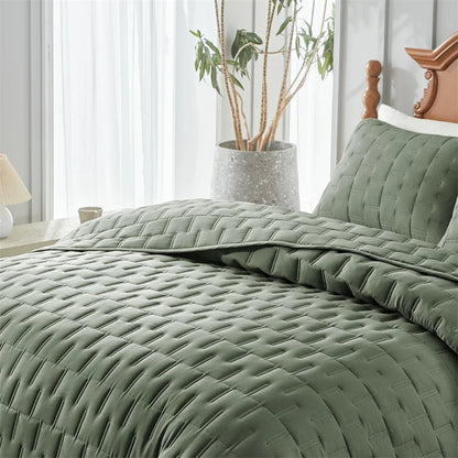 Gray quilt bedding set with pillowcases, lightweight soft bedspread, quilted blanket, all-season bed cover for king size bed