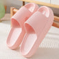 Beige EVA thick sole beach slippers with 4cm height increase, cloud-like comfort, indoor use, for couples, summer solid color sandals