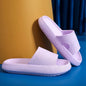 Beige EVA thick sole beach slippers with 4cm height increase, cloud-like comfort, suitable for indoor and summer use.
