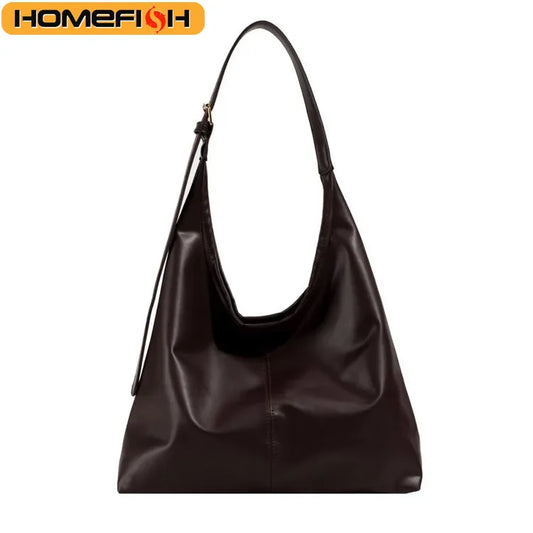 Beige HOMEFISH tote bag with shoulder straps, large retro-style women's bag with simple design and spacious interior.