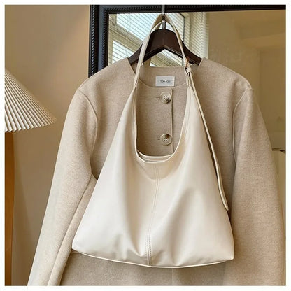Beige HOMEFISH new tote bag with shoulder strap, retro simple design, large capacity, ideal for women’s everyday use.
