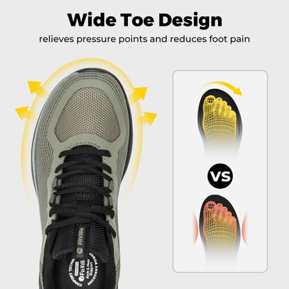 Men's Fitville walking shoes with thick soles, slip-on design, breathable material, wide fit, suitable for outside and work.