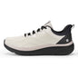 Beige and grey Fitville men's walking shoes with thick soles, slip-on design, breathable material, wide fit, suitable for outside and work.