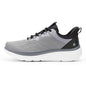 Beige and grey Fitville men's walking shoes with thick soles, slip-on design, breathable material, and wide, comfortable fit.