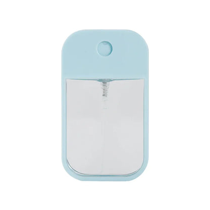 Portable 45ml square perfume spray bottle by BackupMyFilesNow.com, refillable silicone atomizer for travel and hand sanitizer.