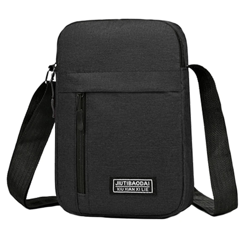 Black men's nylon bag by BackupMyFilesNow.com, versatile single shoulder or cross-body style for daily school use.