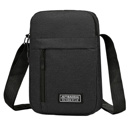 Black men's nylon bag by BackupMyFilesNow.com, versatile single shoulder or cross-body style for daily school use.