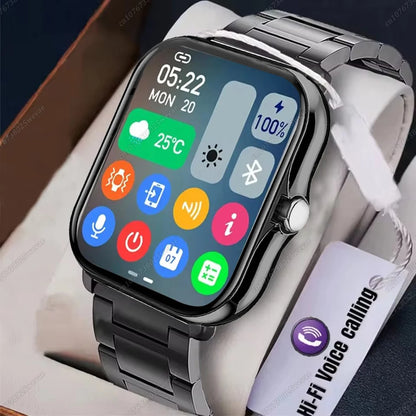 Smartwatch with 2.01-inch HD display, fitness sport modes, message preview, weather forecast, and DIY dial for men and women.