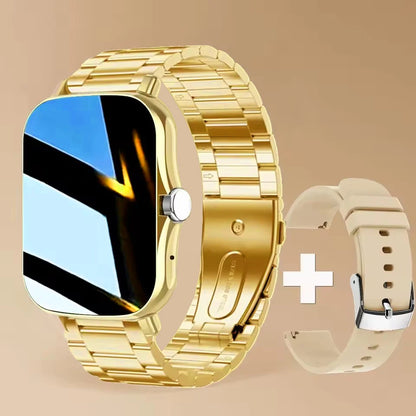 Smartwatch with 2.01-inch HD display, fitness tracking, message preview, call answering, weather forecast, sport modes for men and women.