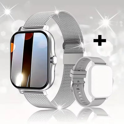 Smart Watch with 2.01-inch HD display, fitness tracking, message preview, call answer, weather forecast, and sport modes for men and women.