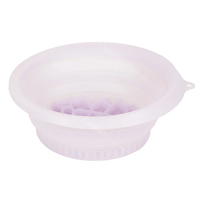 Large black foldable silicone face bowl for ice baths and skincare routines, portable and easy to clean for women and girls.