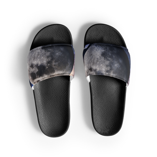 Black women's slides by BACKUPMYFILESNOW.COM® featuring a comfortable slip-on design and open toe for casual wear.