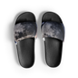 Black women's slides by BACKUPMYFILESNOW.COM® with open toe design and cushioned sole, perfect for casual wear.