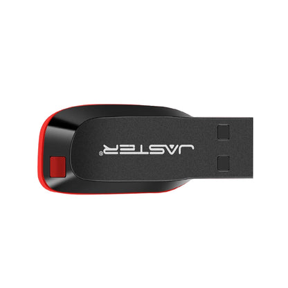 Black JASTER plastic USB flash drive with 128GB capacity, key chain design, suitable for creative business gift use.