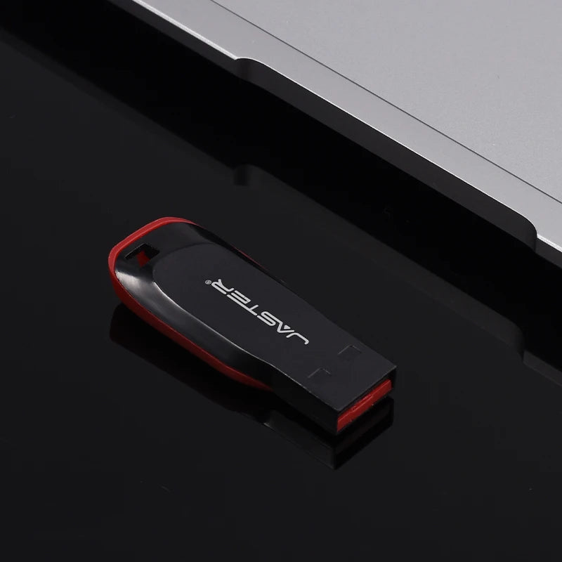 Black JASTER USB flash drive with 128GB capacity, key chain design, portable memory stick for business and personal use.