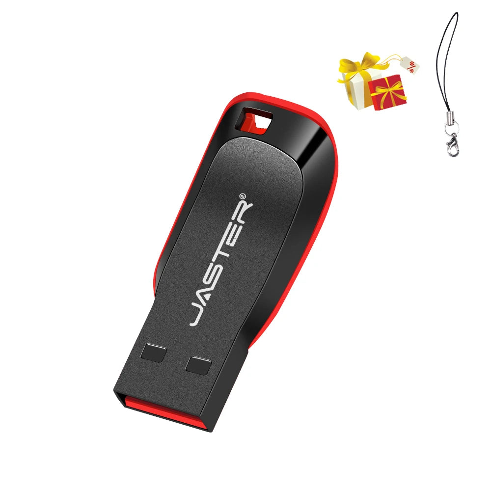 Black JASTER plastic USB flash drive with 128GB capacity and key chain, suitable for business and creative storage needs.