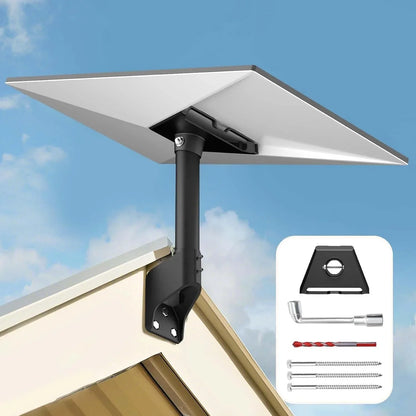BackupMyFilesNow® black 14-inch Starlink Gen3/V3 rotatable roof and wall mount kit with short pole bracket for satellite dish installation.