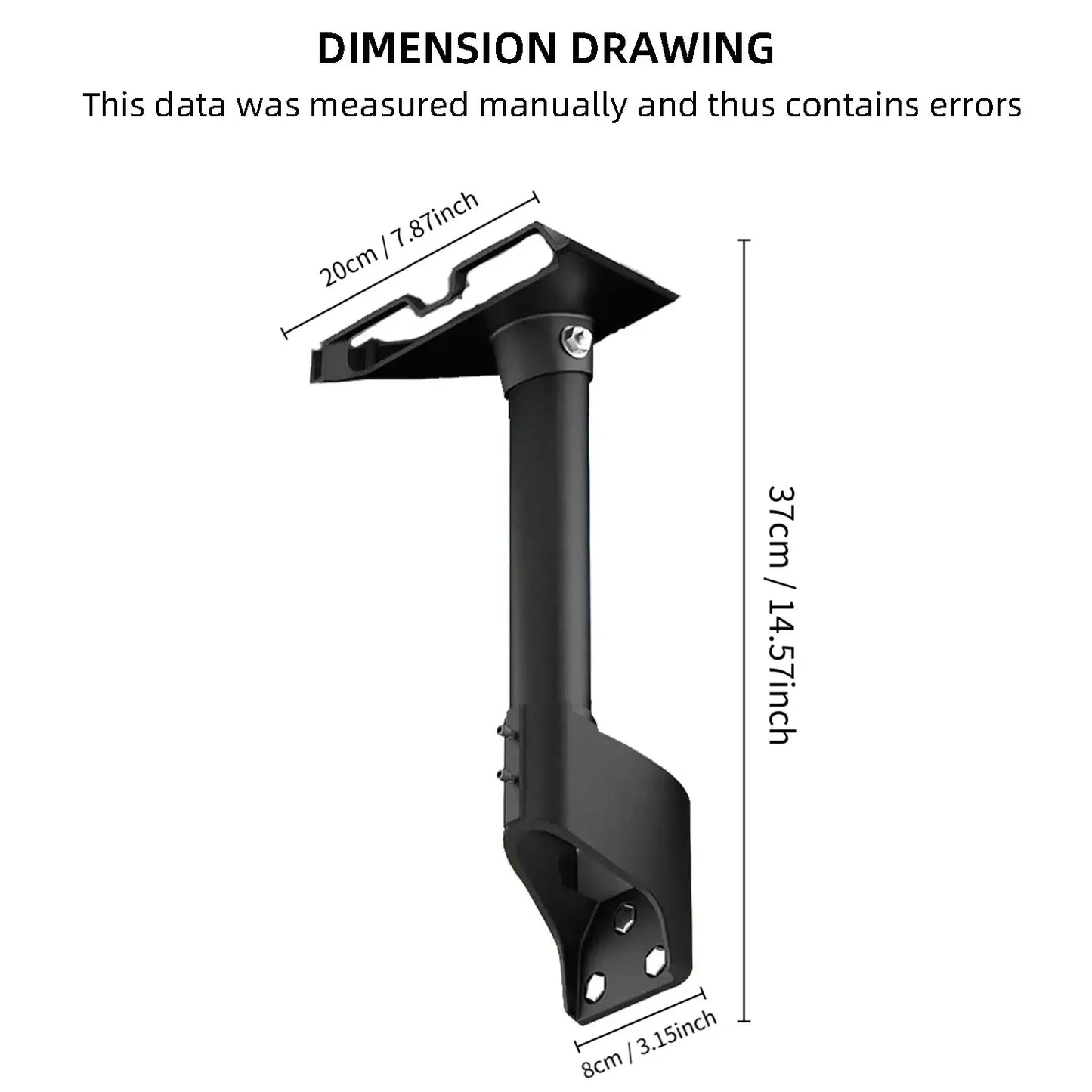 Black 14-inch Starlink Gen3/V3 dish wall and roof mount kit with rotatable short pole bracket, satellite accessory from BACKUPMYFILESNOW.COM®