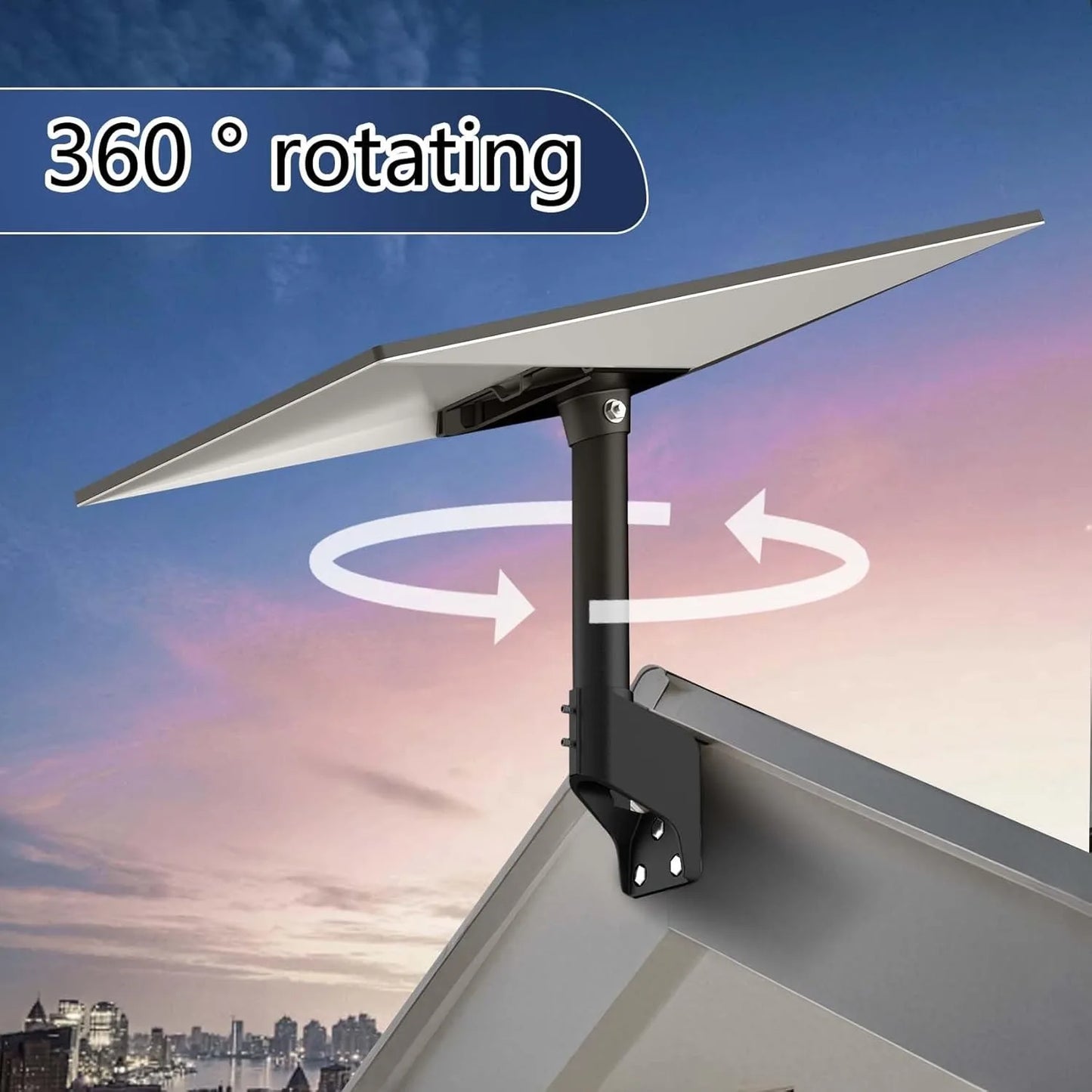 Black 14-inch Starlink Gen3/V3 dish wall and roof mount kit with short pole bracket, 360-degree rotatable satellite accessory