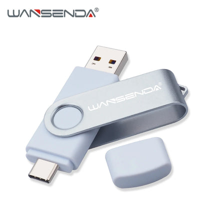 Black Wansenda USB flash drive with 512GB capacity, USB 3.0 pen drive compatible with Type C Android and PC devices.