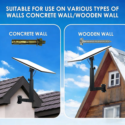 Black 16-inch Starlink Gen 3 adjustable wall mount support arm, rustproof and weatherproof for concrete and wood walls, easy to install.