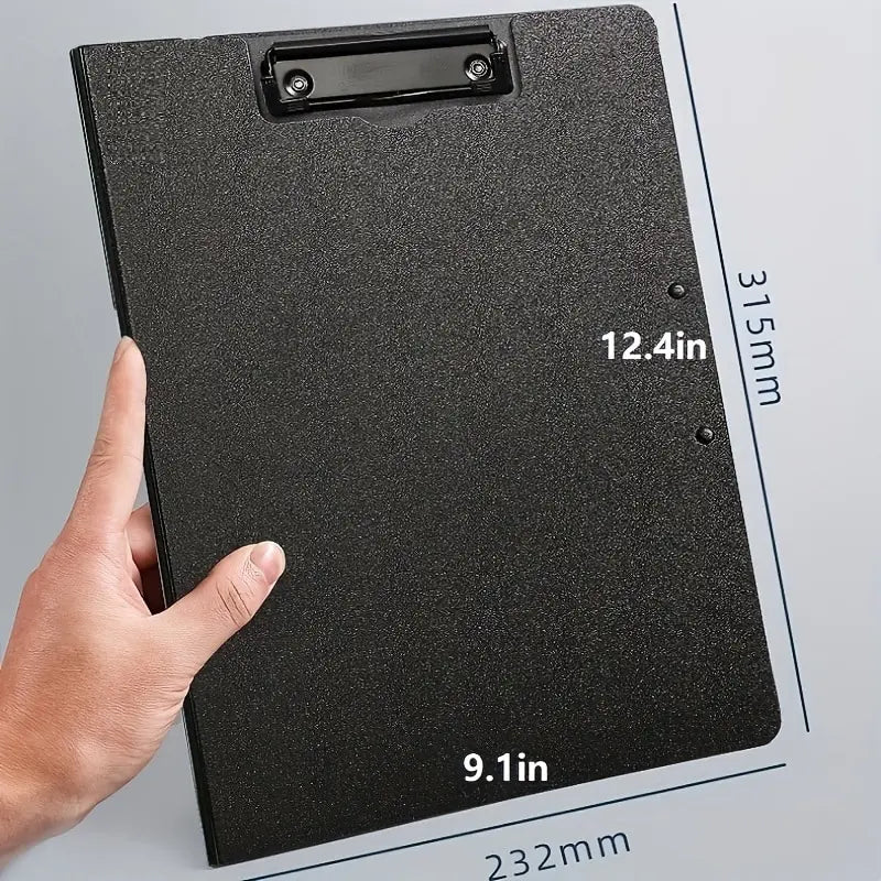 Black A4 file folder and clipboard from BackupMyFilesNow.com, perfect for organizing documents for business or school.