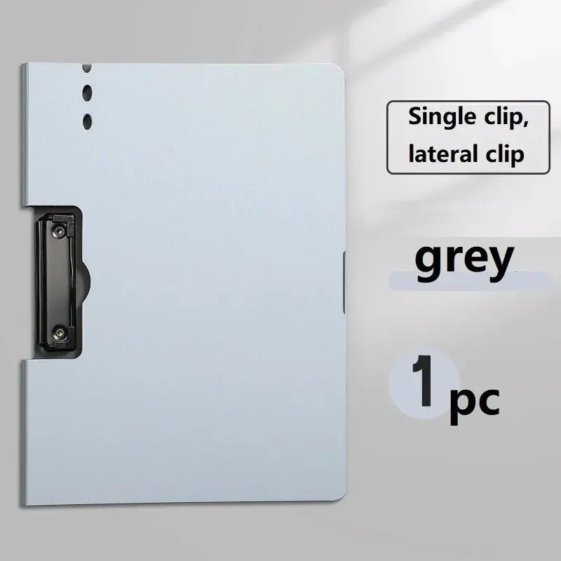 Black A4 file folder with cover, document organizer and clipboard for business, school, and office use.