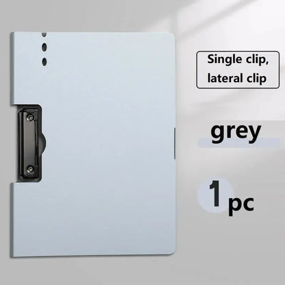 Black A4 file folder with cover, document organizer and clipboard for business, school, and office use.