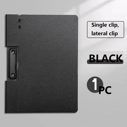 Black A4 file folder from BackupMyFilesNow.com, with cover and clipboard for organizing documents in office or school settings.