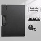 Black A4 file folder from BackupMyFilesNow.com, with cover and clipboard for organizing documents in office or school settings.
