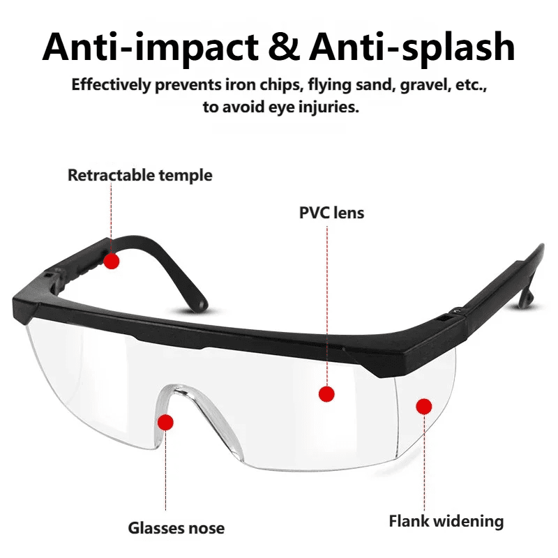 Black anti-splash safety goggles by BACKUPMYFILESNOW.COM®, industrial dust-proof eye protection for lab work and cycling safety.