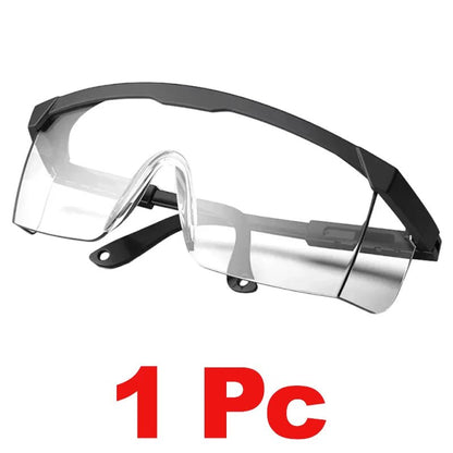 Black safety goggles by BACKUPMYFILESNOW.COM® with anti-splash protection, industrial dust-proof design, ideal for lab, work, and cycling.
