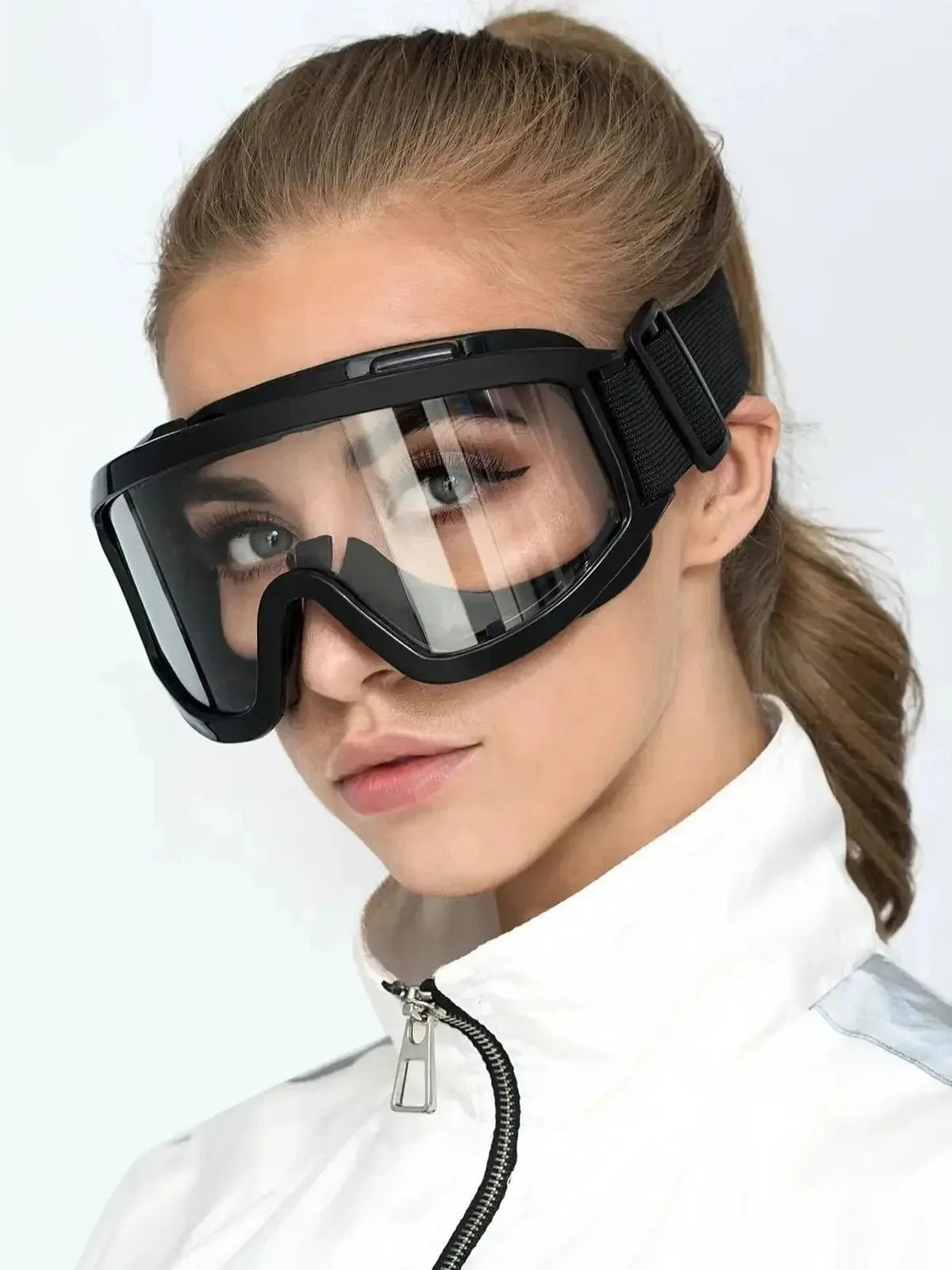 Clear safety antifog protective goggles by BACKUPMYFILESNOW.COM® with anti-splash wind-proof design for industrial, lab, cycling, and riding.