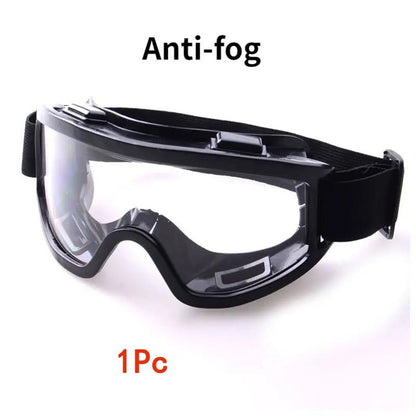 Clear safety antifog protective goggles by BACKUPMYFILESNOW.COM® with anti-splash, wind-proof design for industrial, research, and cycling use.